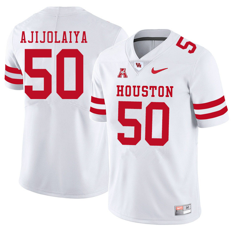 Men #50 Hakeem Ajijolaiya Houston Cougars College Football Jerseys Sale-White